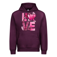 Mauve Wine Love Cancer with Heart Urban Hoodie - texasbilliewilder
