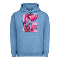 Pigment Pebble Blue Love Cancer with Heart Urban Hoodie - texasbilliewilder