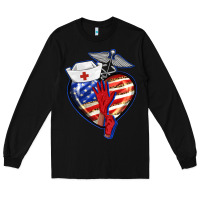 Black patriotic nurse love Long Sleeve Tee - BarkalooDesign