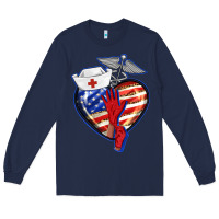 Navy patriotic nurse love Long Sleeve Tee - BarkalooDesign