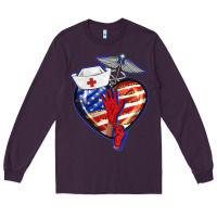 Plum patriotic nurse love Long Sleeve Tee - BarkalooDesign