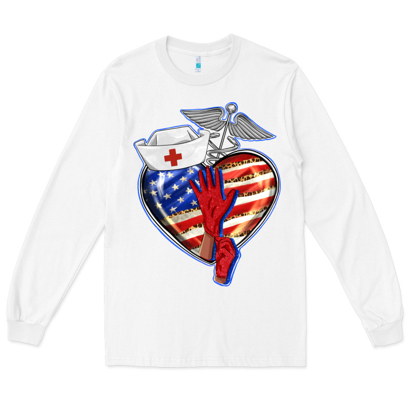 Patriotic Nurse Love Long Sleeve Tee by BarkalooDesign | Teevron