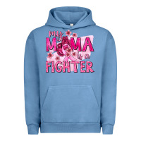 Pigment Pebble Blue My Mama Is a Fighter with Ribbon Urban Hoodie - texasbilliewilder
