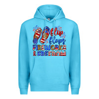 Ocean Blue flip flops fireworks and freedom Premium Hoodie - Zillion Design Studio
