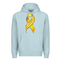 Blue Mist Childhood Cancer Ribbon with Feather Premium Hoodie - texasbilliewilder