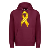 Burgundy Childhood Cancer Ribbon with Feather Premium Hoodie - texasbilliewilder