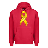 Cardinal Childhood Cancer Ribbon with Feather Premium Hoodie - texasbilliewilder