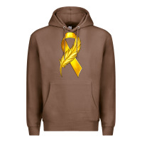 Chestnut Childhood Cancer Ribbon with Feather Premium Hoodie - texasbilliewilder