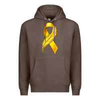 Coffee Childhood Cancer Ribbon with Feather Premium Hoodie - texasbilliewilder