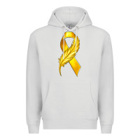 Dove Grey Childhood Cancer Ribbon with Feather Premium Hoodie - texasbilliewilder