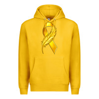 Lemon Childhood Cancer Ribbon with Feather Premium Hoodie - texasbilliewilder