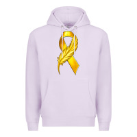 Lilac Childhood Cancer Ribbon with Feather Premium Hoodie - texasbilliewilder