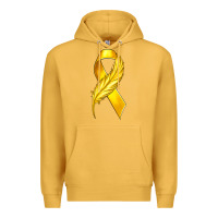 Childhood Cancer Ribbon With Feather Premium Hoodie | Teevron