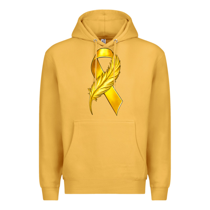 Childhood Cancer Ribbon With Feather Premium Hoodie by texasbilliewilder | Teevron