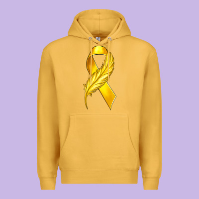 Childhood Cancer Ribbon With Feather Premium Hoodie Designed By Texasbilliewilder