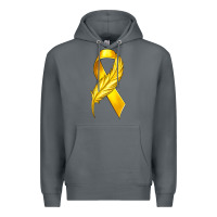 Rock Childhood Cancer Ribbon with Feather Premium Hoodie - texasbilliewilder