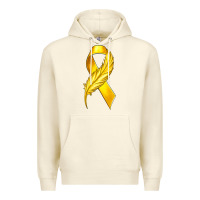Sandshell Childhood Cancer Ribbon with Feather Premium Hoodie - texasbilliewilder