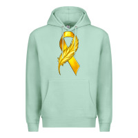 Seafoam Childhood Cancer Ribbon with Feather Premium Hoodie - texasbilliewilder