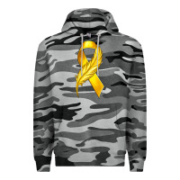 Slate Camo Childhood Cancer Ribbon with Feather Premium Hoodie - texasbilliewilder