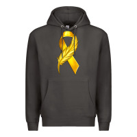 Smoke Childhood Cancer Ribbon with Feather Premium Hoodie - texasbilliewilder