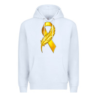 White Childhood Cancer Ribbon with Feather Premium Hoodie - texasbilliewilder