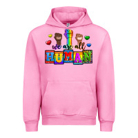 Fuchsia Pink we are all human Urban Hoodie - Zillion Design Studio