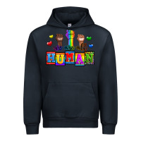 Navy we are all human Urban Hoodie - Zillion Design Studio