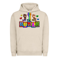 Pigment French Oak we are all human Urban Hoodie - Zillion Design Studio