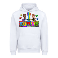 White we are all human Urban Hoodie - Zillion Design Studio