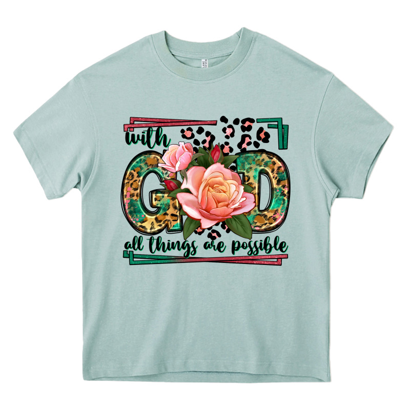 With God All Things Are Possible Leopard Frame Heavy Core Tee by LillyAllenDesigns | Teevron