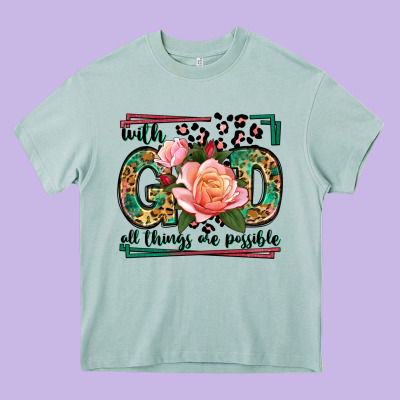 With God All Things Are Possible Leopard Frame Heavy Core Tee Designed By Lillyallendesigns