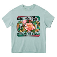 Arona With god all things are possible leopard frame Heavy Core Tee - LillyAllenDesigns