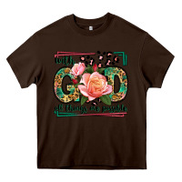 Chocolate Brown With god all things are possible leopard frame Heavy Core Tee - LillyAllenDesigns