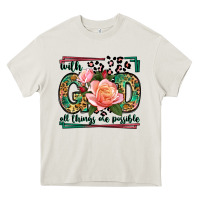 Cream With god all things are possible leopard frame Heavy Core Tee - LillyAllenDesigns