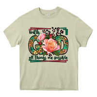 Mossy With god all things are possible leopard frame Heavy Core Tee - LillyAllenDesigns