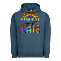 Pigment Midnight Navy straight against hate Urban Hoodie - Zillion Design Studio
