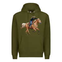 Army Green horse body with cowgirl Premium Hoodie - RanaPortraitStore