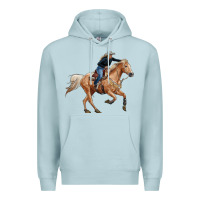 Blue Mist horse body with cowgirl Premium Hoodie - RanaPortraitStore