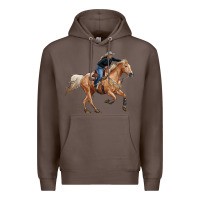 Coffee horse body with cowgirl Premium Hoodie - RanaPortraitStore