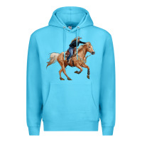 Ocean Blue horse body with cowgirl Premium Hoodie - RanaPortraitStore
