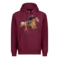 Burgundy horse body with cowgirl Premium Hoodie - RanaPortraitStore