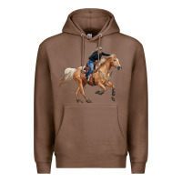 Chestnut horse body with cowgirl Premium Hoodie - RanaPortraitStore