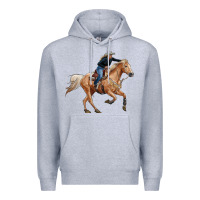 Heather Grey horse body with cowgirl Premium Hoodie - RanaPortraitStore