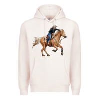 Pale Pink horse body with cowgirl Premium Hoodie - RanaPortraitStore
