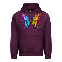 Mauve Wine rainbow butterfly Urban Hoodie - Zillion Design Studio
