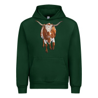 Forest Green longhorn cow Urban Hoodie - RanaPortraitStore