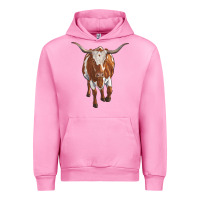 Fuchsia Pink longhorn cow Urban Hoodie - RanaPortraitStore