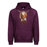 Mauve Wine longhorn cow Urban Hoodie - RanaPortraitStore