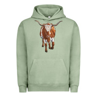 Pigment Oil Green longhorn cow Urban Hoodie - RanaPortraitStore