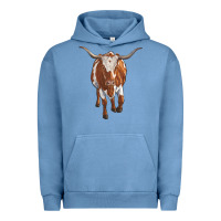 Pigment Pebble Blue longhorn cow Urban Hoodie - RanaPortraitStore